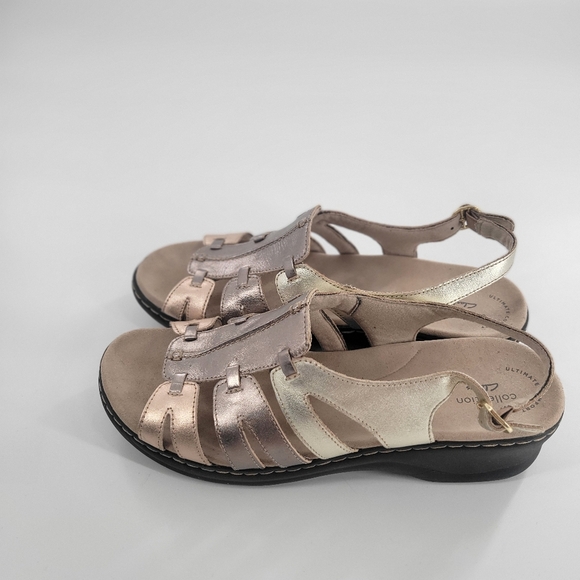 Clarks Collection Leather‎ Sandals Lexi Marigold Metallic Multi Size 12 - Picture 3 of 6